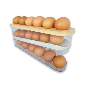 Clear Plastic 18-Egg Refrigerator Organizer with Lid