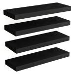 Black Rustic Floating Wall Shelves - Set of 4