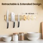 Extendable Magnetic Knife Holder for Wall, Magnetic Knife Storage Strip Wooden 16-32 Inch, Use as Knife Bar, Knife Rack, Kitchen Organizers Accessories, Wall Mount, Housewarming, Party, Gift Box