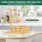 Bamboo Mug Tree Organizer with 6 Hooks