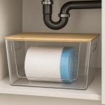 Stackable Clear Storage Bins with Bamboo Lids - 6 Pack