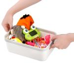 Set of 6 White Plastic Storage Bins with Handles