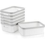 Set of 6 White Plastic Storage Bins with Handles