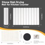 Oxydrily Stone Drying Mat for Kitchen Counter, Large Stone Dish Drying Mat Foldable, Absorbent Diatomaceous Earth Bath Mat Quick Dry for Kitchen Dishes Bottles Cups Bathroom Any Countertop 23" x 15.3"
