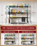Sakugi Dish Drying Rack - Large Over The Sink Dish Drainer Drying Rack (31.5" to 39.5" W), Large Capacity Stainless Steel Dish Rack, Multifunctional Kitchen Organizers and Storage Rack, Black