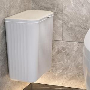 Ryhiac 2.4 Gallon Kitchen Compost Bin for Counter Top or Under Sink, Hanging Small Kitchen Trash Can with Lid, Wall Mounted Waste Basket Bin Garbage Can for Bathroom (Grey)