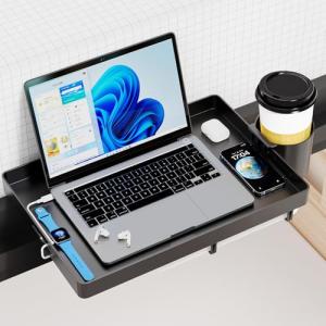 Black Clip-On Bedside Shelf with Cup Holder