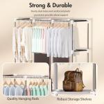 Portable Closet Organizer with Shelves and Hanging Rods
