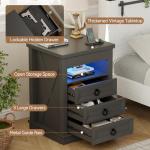 Farmhouse Nightstand with Gun Drawer and LED Lights