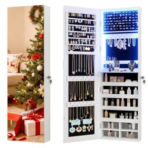 LED Jewelry Mirror Cabinet with Storage Organizer