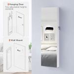 White Wall-Mounted Jewelry Cabinet with Full-Length Mirror