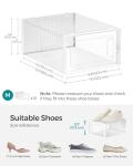 SONGMICS Shoe Boxes, Pack of 12 Shoe Storage Organizers, Stackable Clear Plastic Boxes for Closet, Sneakers, 9.1 x 13.1 x 5.6 Inches, Fit up to US Size 11, Transparent and White ULSP12SWT