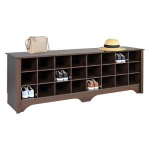 Prepac Cabinet Shoe Cubby Bench, 15.5"D x 60"W x 20.25"H, Brown