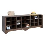 Prepac Cabinet Shoe Cubby Bench, 15.5"D x 60"W x 20.25"H, Brown