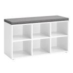 VASAGLE Shoe Bench with Cushion, Shoe Storage Bench with 6 Compartments and 3 Adjustable Shelves, Entryway Bench with Padded Seat, for Bedroom, Closet, Living Room, White ULHS23WT