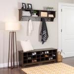 Prepac Cabinet Shoe Cubby Bench, 15.5"D x 60"W x 20.25"H, Brown