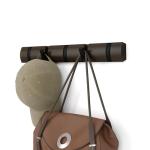Umbra Flip Wall-Mounted Coat Rack Rail Hook for Hats, Jackets, Bags and More – Modern, Space-Saving Storage Organizer for Entryway, Mudroom, Closet, Bathroom, Bedroom, Kids Room, or Nursery, 5 Hooks, Walnut/Black