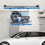 FLEXIMOUNTS GL1 Overhead Garage Lifting Storage Rack, 4x4 Ft Heavy-Duty Metal Garage Ceiling Rack, Adjustable Organization System, 300lbs Weight, Black