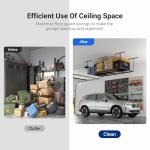 FLEXIMOUNTS 4x8 Overhead Garage Storage Rack, Adjustable Garage Storage Organization Systerm, Heavy Duty Metal Garage Ceiling Storage Racks, 600lbs Weight Capacity, Black