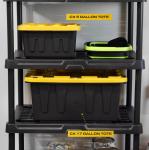 BLACK & YELLOW®, 5-Gallon Heavy Duty Tough Storage Container & Snap-Tight Lid, (8.6" H x 12.3" W x 16.4" D), Weather-Resistant Design and Stackable Organization Tote [6 Pack]