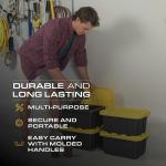 BLACK & YELLOW®, 5-Gallon Heavy Duty Tough Storage Container & Snap-Tight Lid, (8.6" H x 12.3" W x 16.4" D), Weather-Resistant Design and Stackable Organization Tote [6 Pack]