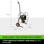 Yard Butler Compact Hose Reel Cart with Wheels Heavy Duty 100 Foot Metal Hose Reel Suitable for Gardens, Lawns, and Outdoor - IHTC-1