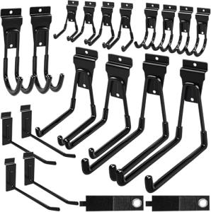 klasit Slatwall Hooks Black 20Pack Firmly and Durable Slatwall Accessories,Perfect for Organizing Garden Tools and Heavy Duty Tools and Garage Hooks Organize Your Space Efficiently
