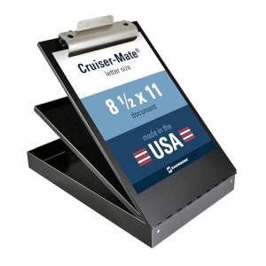 Saunders Metal Clipboard with Storage, Dual Storage Nursing, Letter Size Heavy Duty Contractor with High Capacity Clip and Self Locking Latch, Black, Proudly Made in USA