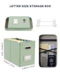 Oterri File Organizer Box with Lid, Hanging Filing File Box with Mesh Pocket, Document Organizer Box for Letter Files, Portable Storage Box(1 PCS, Green)