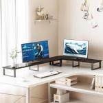 aboxoo 47" TV Shelf Riser for 32-60 inch TV with Solid Black Construction and Black Oak Wood, Long TV Stand for Home Office, Computer Monitor Table for Study Office