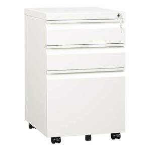 DEVAISE 3-Drawer Mobile File Cabinet (Under Office Desk), Assembled Except Casters, Fits Letter/Standard Sizes, White