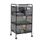 Mind Reader Cart with Drawers, Office Organizer, Utility Cart, Bathroom, Kitchen, Metal Mesh, 16"L x 11"W x 29"H, Black