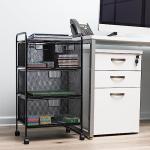 Mind Reader Cart with Drawers, Office Organizer, Utility Cart, Bathroom, Kitchen, Metal Mesh, 16"L x 11"W x 29"H, Black