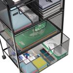 Mind Reader Cart with Drawers, Office Organizer, Utility Cart, Bathroom, Kitchen, Metal Mesh, 16"L x 11"W x 29"H, Black