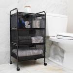 Mind Reader Cart with Drawers, Office Organizer, Utility Cart, Bathroom, Kitchen, Metal Mesh, 16"L x 11"W x 29"H, Black