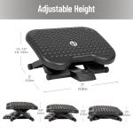 Mind Reader Foot Rest, Under Desk at Work, Ergonomic, Height Adjustable, Office, Plastic, 18" L x 13.5" W x 6.5" H, Black