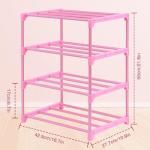 HITHIM 4-Tier Small Pink Shoe Racks, Small Shoe Rack for 6-8 Pairs Shoe Storage,Kids Shoe Racks for Small Place,Lightweight Stackable Shoe Shelf Organizer for Entryway, Doorway and Closet,Pink