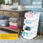 Stackable White Storage Bins for Pantry Organization
