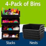 Extra Large Stackable Plastic Storage Bins - 4-Pack