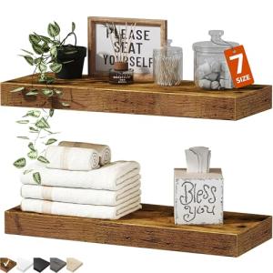 Rustic Wall-Mounted Floating Shelves Set of 2