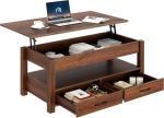 Rolanstar Retro Lift Top Coffee Table with Drawers