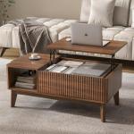 LYNCOHOME Modern Fluted Lift Top Coffee Table