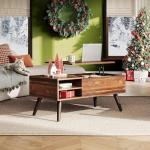 WLIVE Rustic Wood Lift Top Coffee Table with Storage