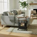 Narrow Rustic Brown Side Table with Magazine Rack