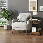 Rustic Brown Slim Side Table with Storage Shelf