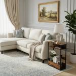 Rustic Brown Slim Side Table with Storage Shelf