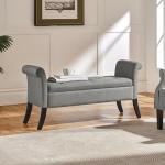Light Gray Folding Storage Ottoman Bench with Arms