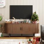 Walnut TV Stand with Power Outlet and Storage