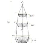 3-Tier Hanging Fruit Basket with Hook for Kitchen