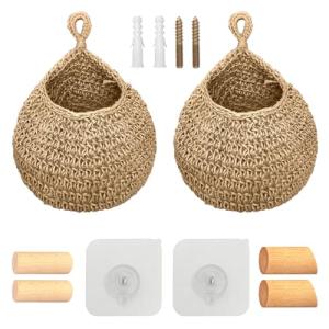 Hanging Jute Onion Basket with Wooden Hook